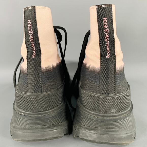 ALEXANDER MCQUEEN Size 9 Black Pink Color Block Mixed Materials Lace-Up Boots main image 6